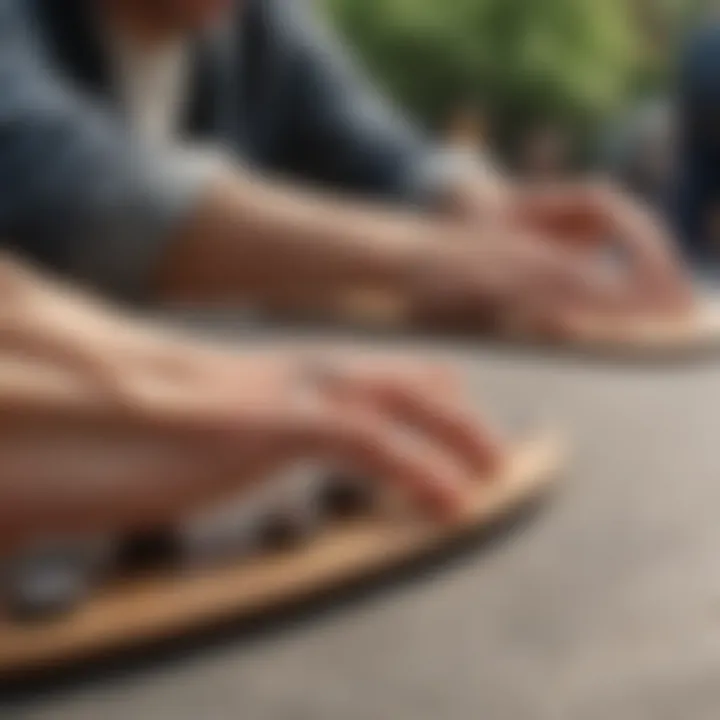 Enthusiasts enjoying a fingerboarding session at a local park