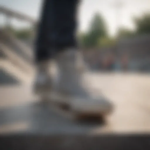 Stylish Gray High Top Converse Platform on a skate park ramp