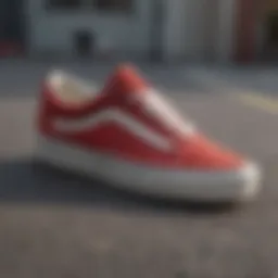 A pair of classic Vans shoes on a skateboard