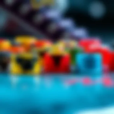 Close-up of various Impala skate toe caps highlighting their unique designs and colors