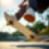 Dynamic shot of a skateboarder showcasing Impala skate toe caps during a trick