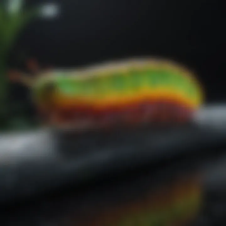 Bioluminescent caterpillar showcasing vibrant colors