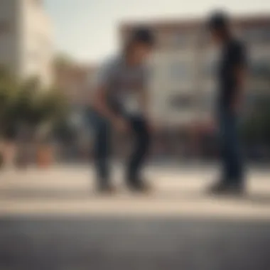 Group of skaters discussing skate culture while wearing Levi's Skate Chino