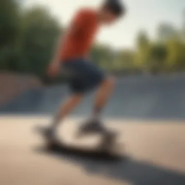 Skateboarding in Budget-Friendly Shorts A skateboarder wearing budget-friendly shorts during a trick at the skate park.