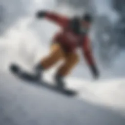 Snowboarder carving down a snowy slope