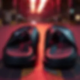 A close-up view of Nike SB sandals highlighting unique design elements