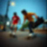 Dynamic street style capture featuring Nike skate attire