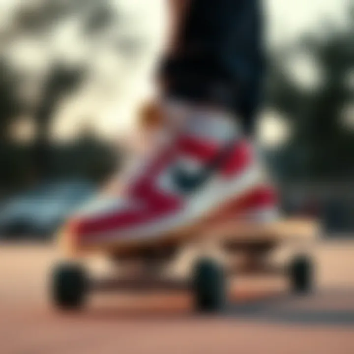 Stylish Nike skate shoes in action on a skateboard