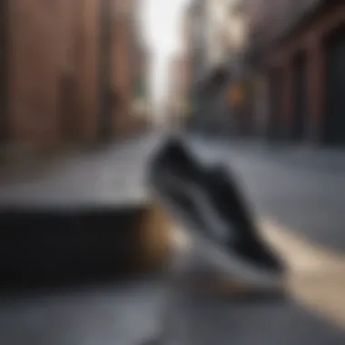 Trendy Black Vans in Urban Fashion Trendy black Vans in urban setting