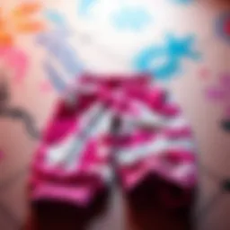 Vibrant pink tie dye sweatpants laid out on a stylish background