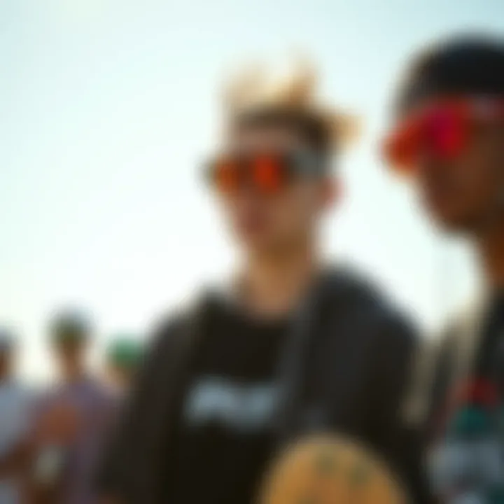 Group of skateboarders wearing Pit Viper sunglasses, emphasizing cultural significance