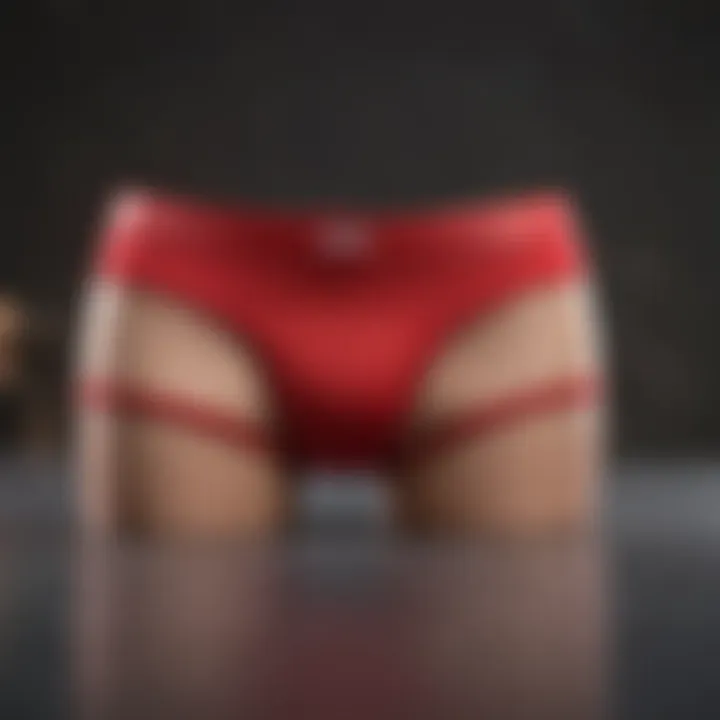 A variety of red boyshort underwear designs arranged aesthetically