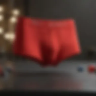 Elegant Presentation of Red Boyshort Underwear Stylish red boyshort underwear displayed elegantly on a soft background