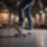 Skateboarder performing a kickflip on simple skating shoes