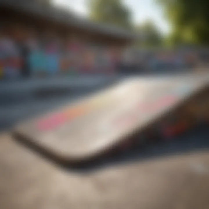 Skate park ramps with colorful graffiti art in the background