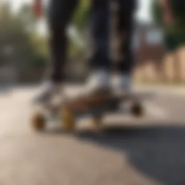 Skateboarding with Spitfire Wheels Skateboarder performing tricks using Spitfire wheels on a skateboard