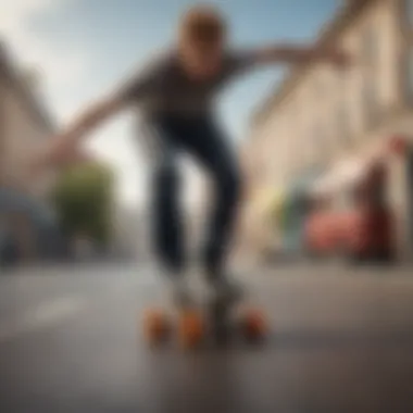Skater in Action with Spitfire Wheels A skater performing tricks on a skateboard equipped with Spitfire Wheels.