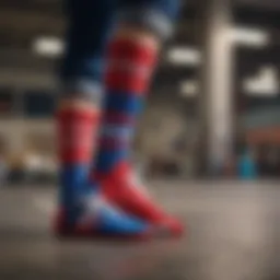Vibrant display of Stance red, white, and blue socks highlighting unique patterns
