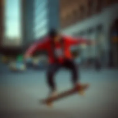 Embodying Street Culture: adidas Jersey Shirt in Action A dynamic skateboarder wearing the adidas jersey shirt in an urban environment