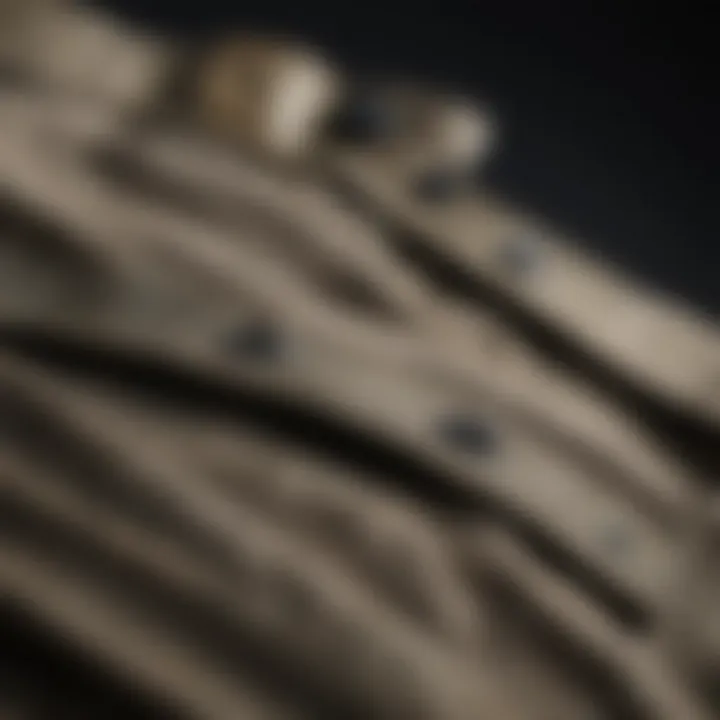 Close-up of the durable material of nylon cargo shorts