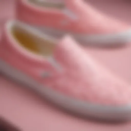 Close-up of Pink Lemonade Vans Slip-Ons highlighting intricate design details