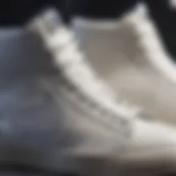 Close-up of white Nike Blazers showcasing unique design elements