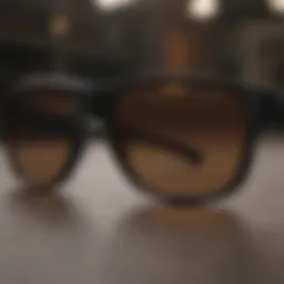 Close-up view of Oakley dark lenses showcasing the sleek design and technology