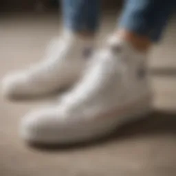Stylish close-up of Converse White Run Star Hike High Sneakers showcasing unique design elements.