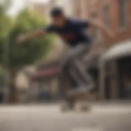 Dynamic skateboarder performing a trick