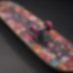 A vibrant Murakami skate deck showcasing iconic floral patterns