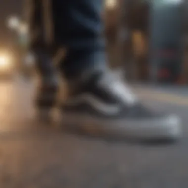 Stylish Vans Sneakers for Skateboarding A stylish pair of Vans sneakers on a skateboard