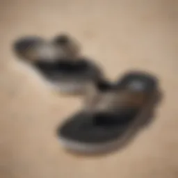 Close-up view of Vans La Costa flip flops displaying intricate design details