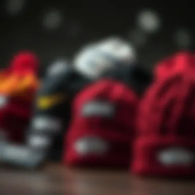 A collection of various Vans beanie styles and colors displayed together
