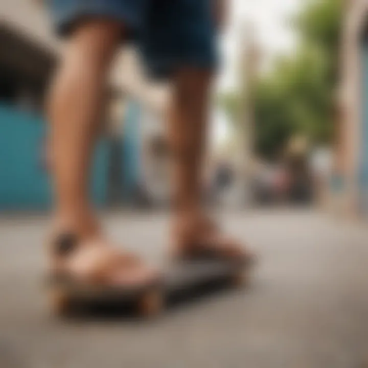 Group of skateboarders showcasing diverse styles with Reef Stash Sandals