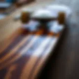 Detailed view of a wood fingerboard deck showcasing its craftsmanship