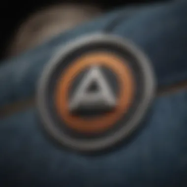 An artistic interpretation of the Volcom brand logo with denim elements