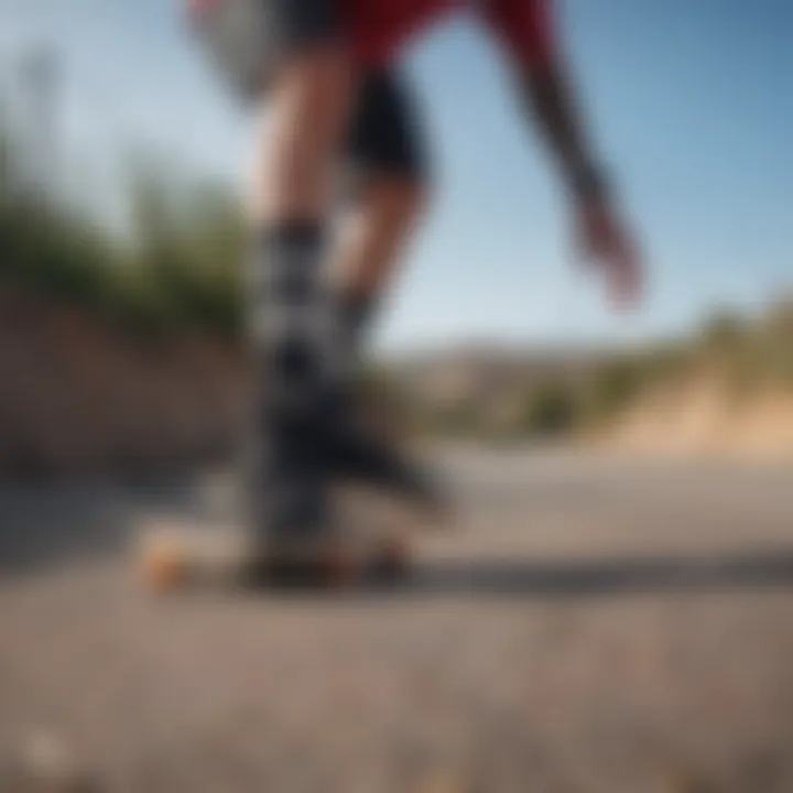 Skateboarder demonstrating the performance of Thirtytwo Socks in action