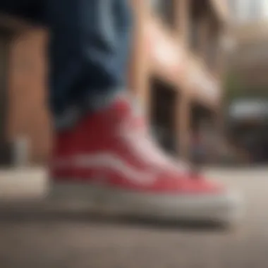 Cultural Significance of Vans High Tops Pro in the Skateboarding Community A group of skaters discussing the cultural impact of Vans High Tops Pro.