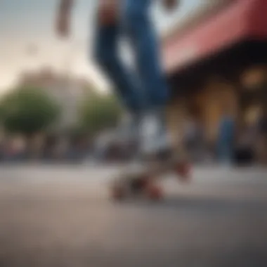 Performance in Action: Vans High Tops Pro on the Skateboard Skateboarder performing tricks while wearing Vans High Tops Pro.