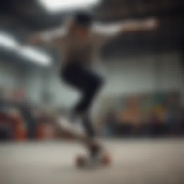 Skateboarder in Action with Vans Shoes Skateboarder performing tricks while wearing Vans unisex skate shoes, emphasizing performance.
