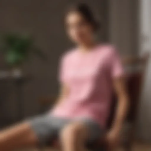 Elegant pink tee shirt draped over a vintage chair