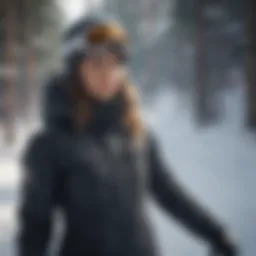 Dynamic skiing action showcasing a stylish jacket