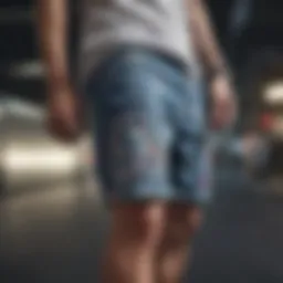 Abstract artistic depiction of streetwear shorts patterns