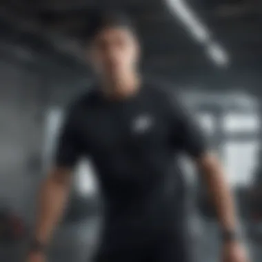 Athletic Performance in Nike Sportswear T-shirts Athlete wearing Nike sportswear t-shirt during intense training session