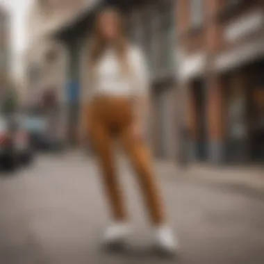 Fashion Forward Fashion influencer showcasing different ways to style tan corduroy pants