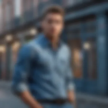 Chic Acid Wash Shirt with Denim Fashionable Acid Wash Shirt Pairing with Denim