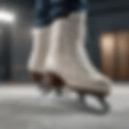 Elegant lace design on figure skates