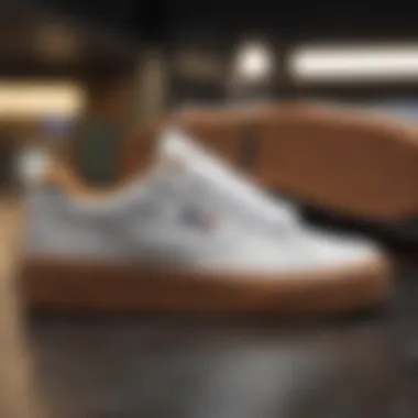 Close-up of Fila shoes with durable materials for skateboarding