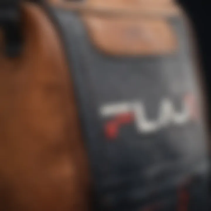 Close-up of Fila shoulder bag showcasing intricate stitching details