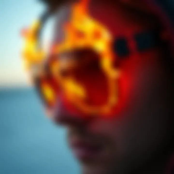 Innovative Design of Fire Sunglasses Close-up of fire sunglasses showcasing unique design